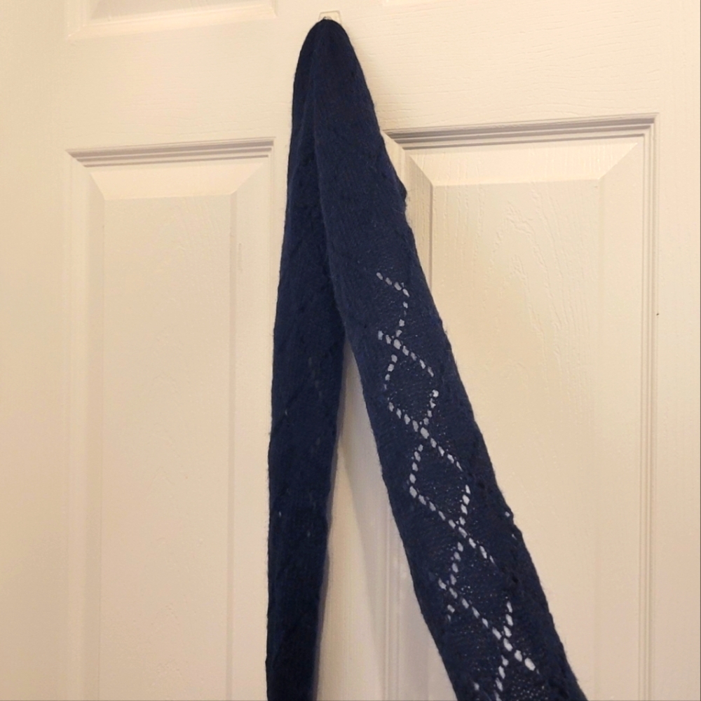 American Eagle Outfitters Dark Blue Navy Knit Patterned Sequin Scarf
